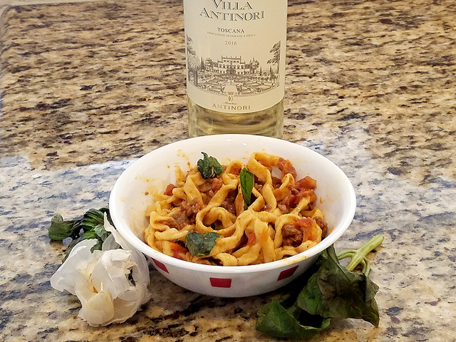 Homemade pasta with Bolognese sauce