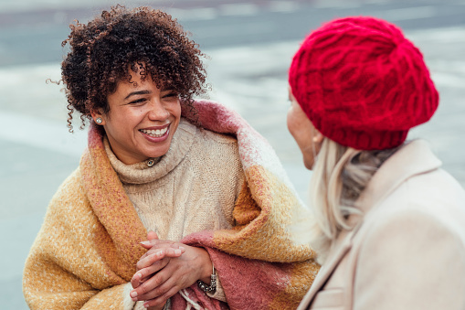 Two women laughing