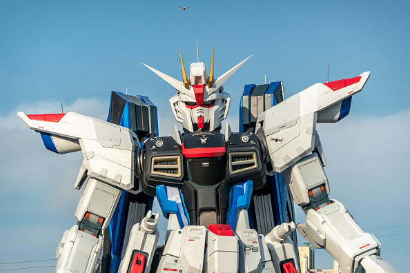 SHANGHAI, CHINA - APRIL 26: (CHINA MAINLAND OUT)The 18.03 meters high Gundam stands on the LaLaPort's plaza on 26th April, 2021 in Shanghai,China(Photo by TPG/Getty Images)