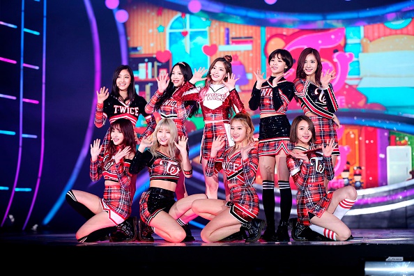 TWICE performing on SBS TV.