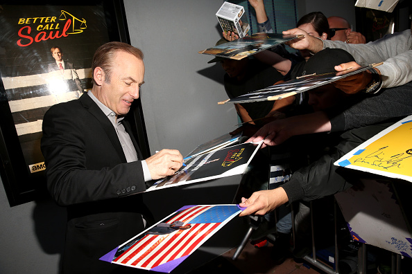 Bob Odenkirk signing autographs at the "Better Call Saul" Season 3 premiere at ArcLight Cinemas.