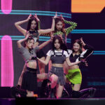 ITZY performing at the 2021 "World K-Pop" concert event.