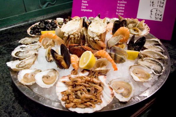 Seafood, an acceptable Keto food, is served on a platter.