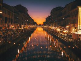 milan italy at night