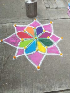 A drawn rangoli